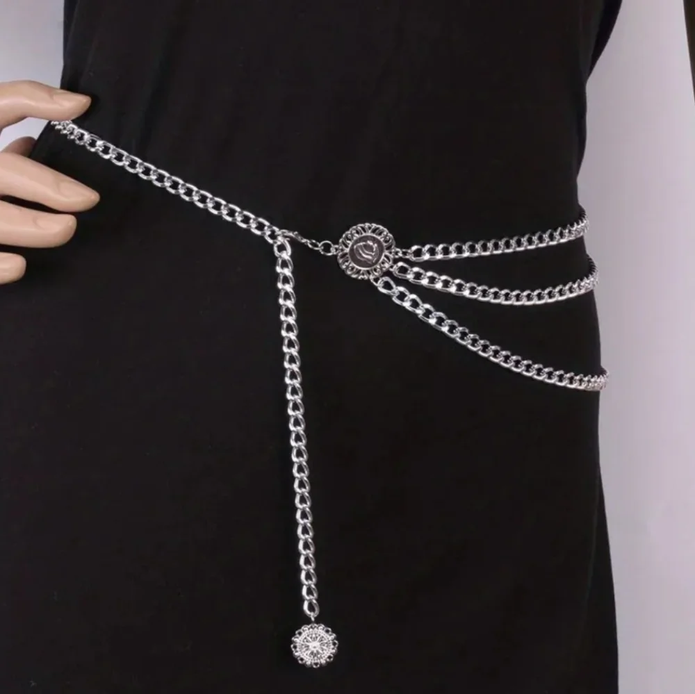 Multilayer Waistchain Sunflower Pendant  Silver/Gold